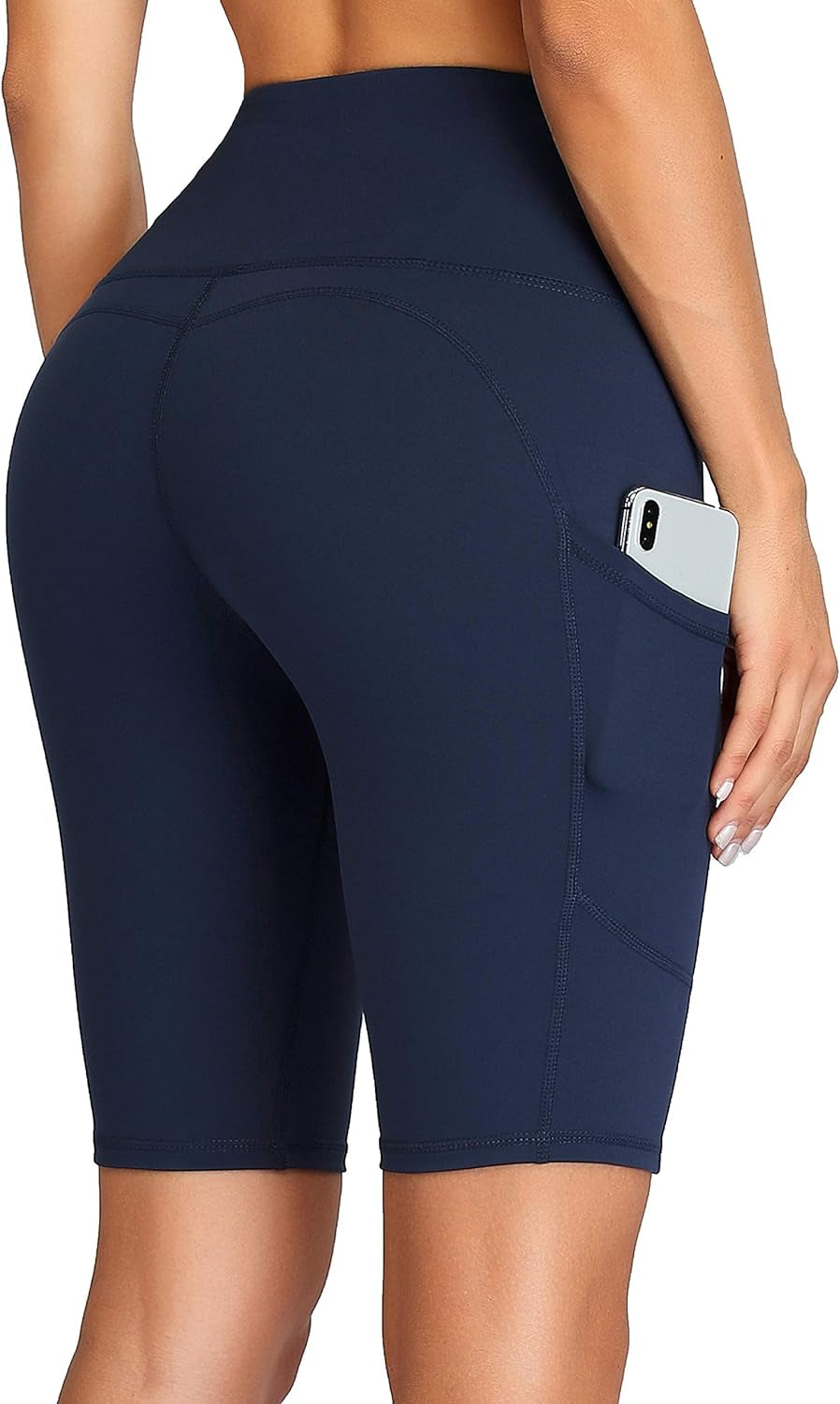Women's High Waist Workout Shorts with Side Pockets for Yoga and Running