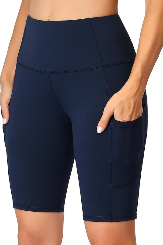 Women's High Waist Workout Shorts with Side Pockets for Yoga and Running